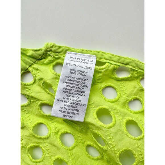 SOLID & STRIPED Neon Lime Green Cotton Eyelet Mini Wrap Pareo, Size XS/S - Picture 8 of 10